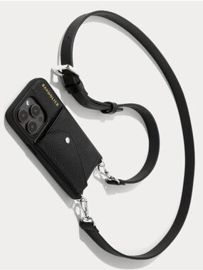 Bandolier iPhone 15 pro max Hailey crossbody phone case in black leather